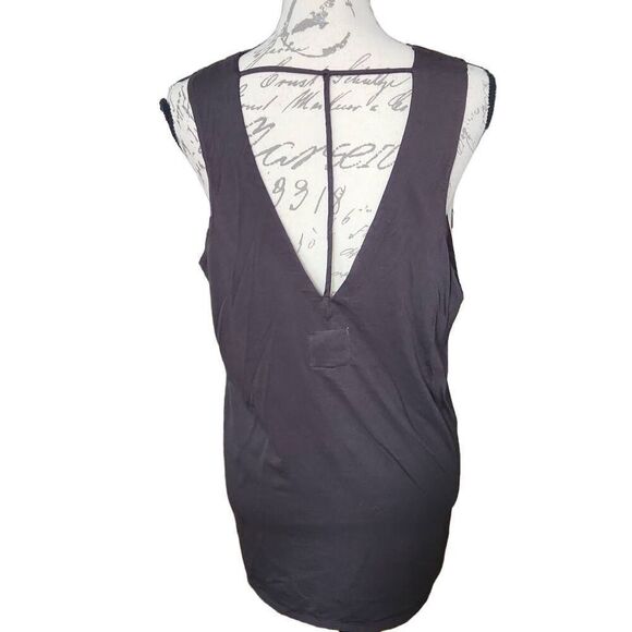 Chaser Ladies Size Medium Charcoal Black V-Back Hi Lo Muscle Tank - Picture 4 of 5